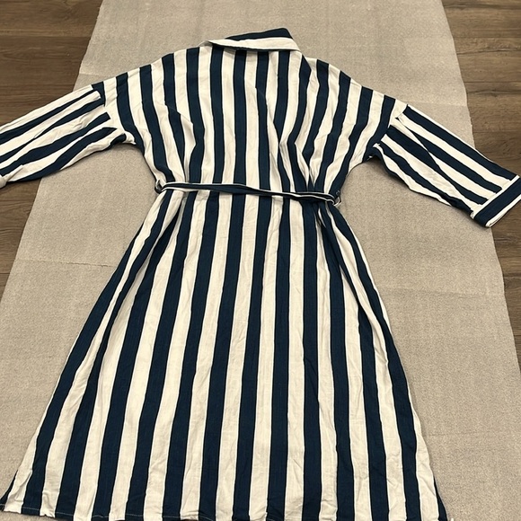 [M]Abel The Label Anthropologie Linen Blend Blue White Stripes Shirt Dresss - Picture 7 of 7